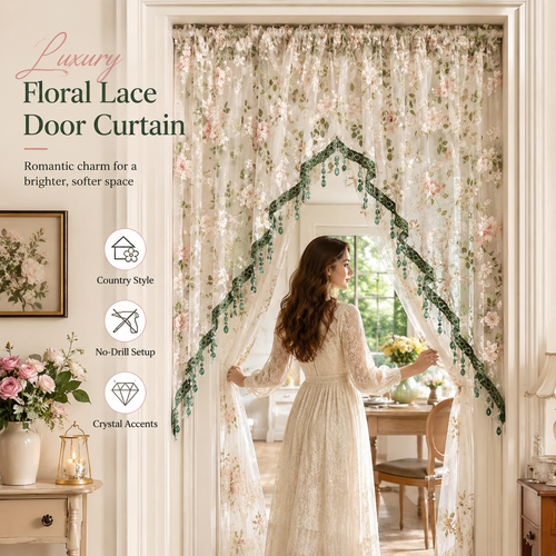 Luxury Floral Lace Door Curtain