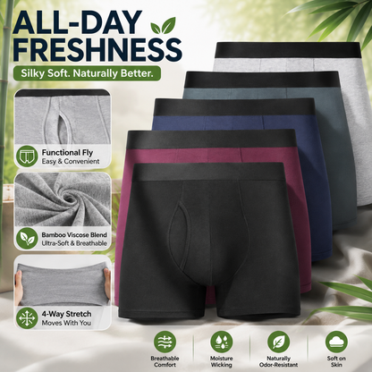Men's Bamboo-Blend Boxer Briefs with Fly 🩲✨