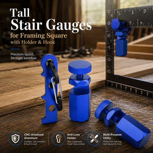 Tall Stair Gauges for Framing Square with Holder & Hook 📐🪵