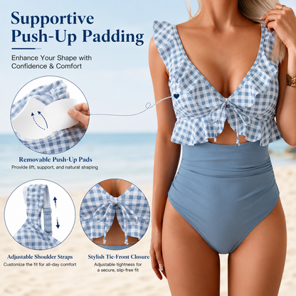 Women's Ruched Tummy Control One-Piece Swimsuit 🌊👙