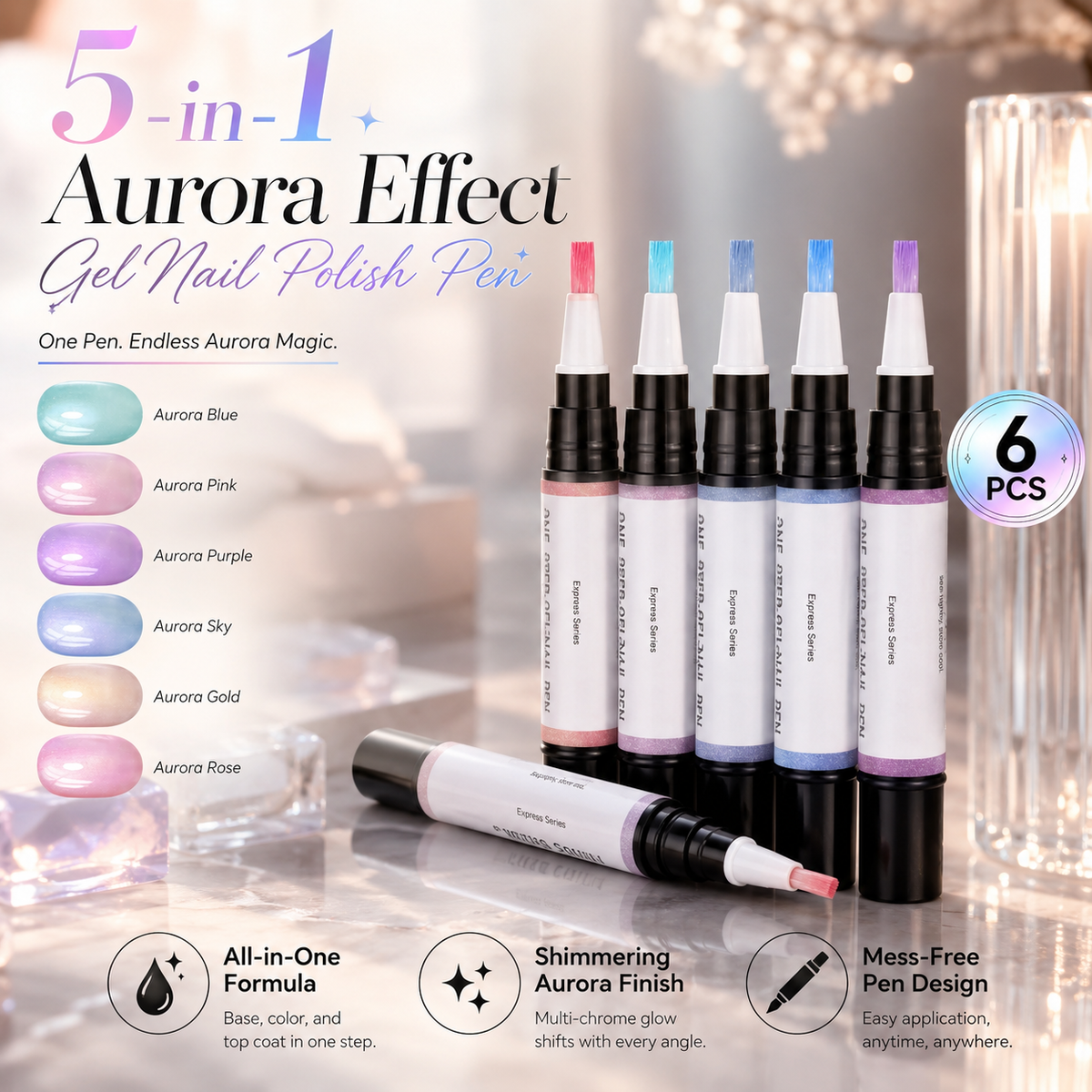 5-in-1 Aurora Effect Gel Nail Polish Pen 💅✨
