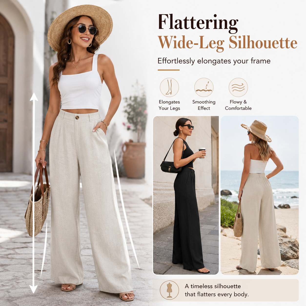Women's High-Waisted Cotton Linen Wide-Leg Pants（Buy 2 Free Shipping）