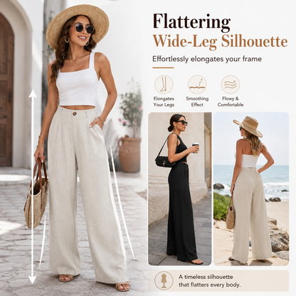 Women's High-Waisted Cotton Linen Wide-Leg Pants（Buy 2 Free Shipping）