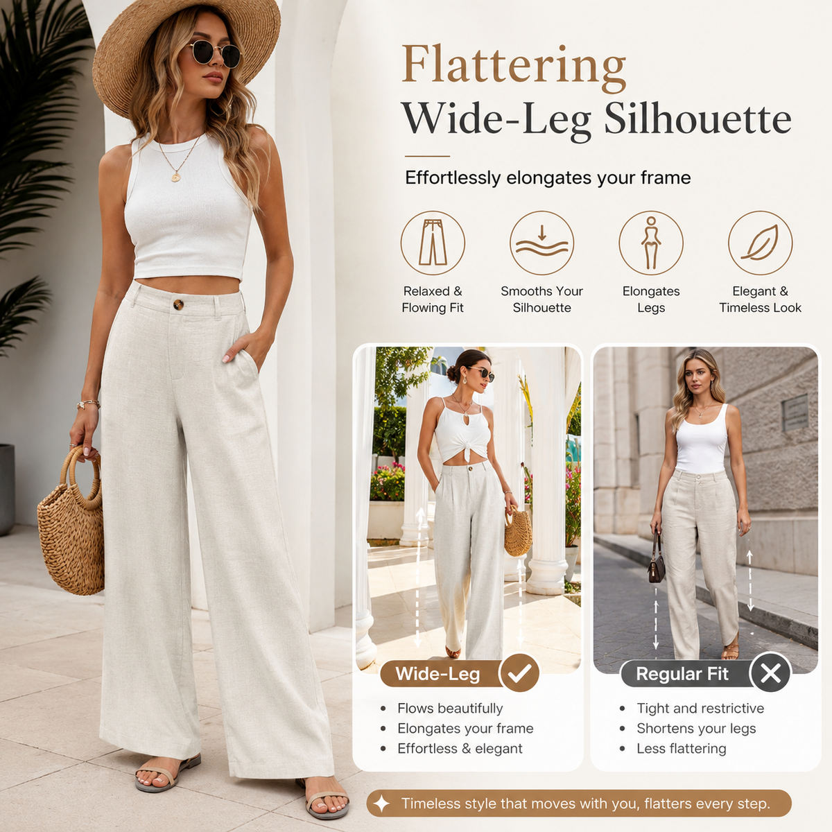 Women's High-Waisted Cotton Linen Wide-Leg Pants（Buy 2 Free Shipping）