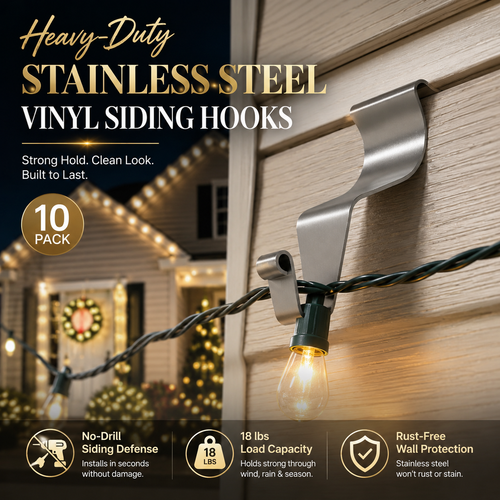 Heavy-Duty Stainless Steel Vinyl Siding Hooks (10-Pack) 🏡⚓