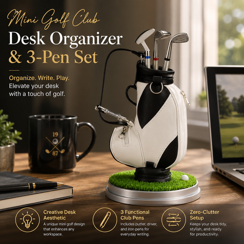 Mini Golf Club Desk Organizer & 3-Pen Set ⛳🖊️