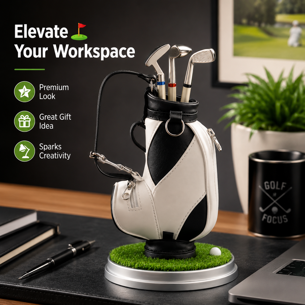 Mini Golf Club Desk Organizer & 3-Pen Set ⛳🖊️