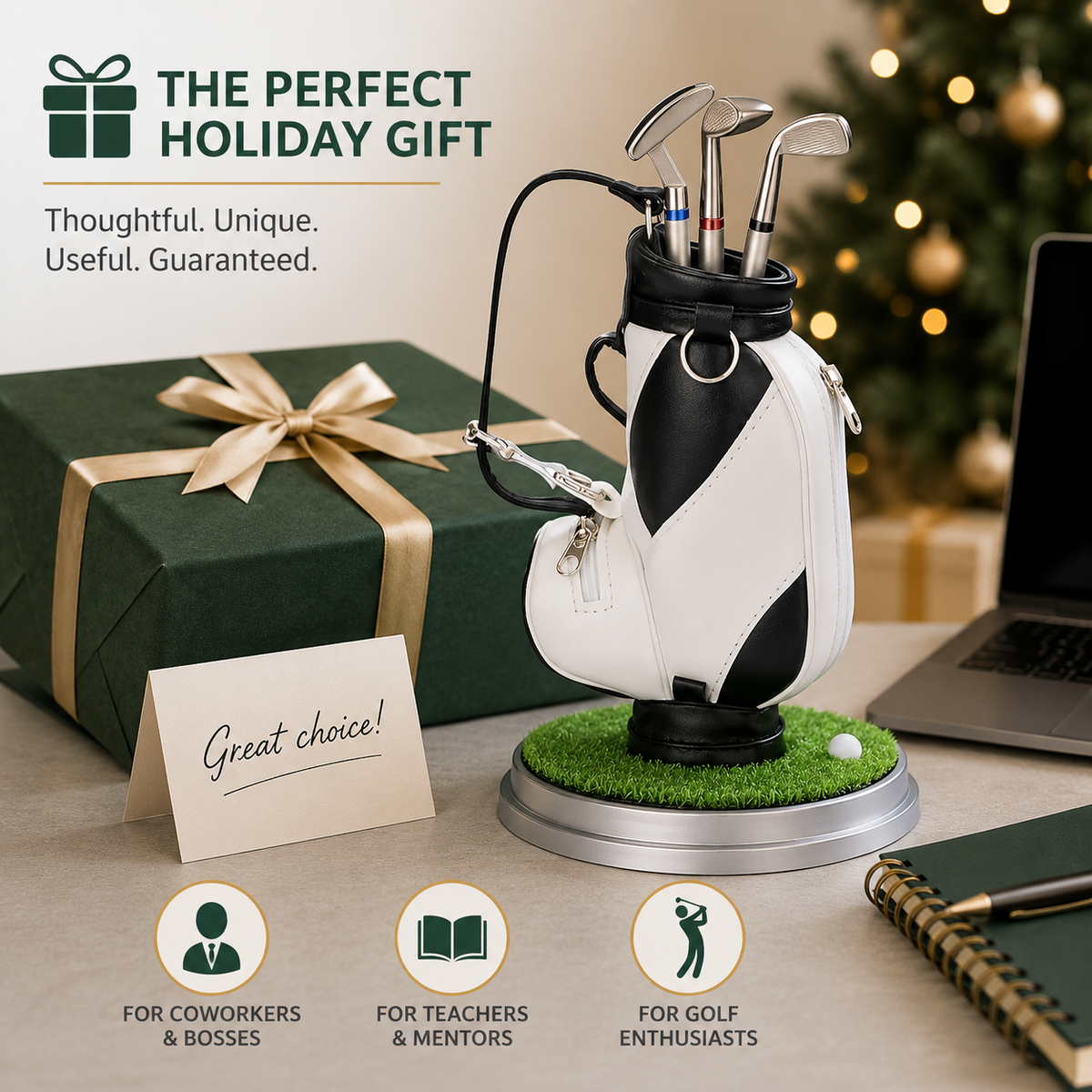 Mini Golf Club Desk Organizer & 3-Pen Set ⛳🖊️
