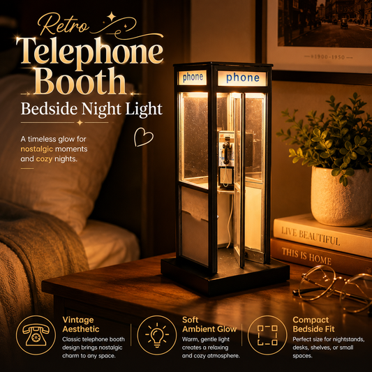 Retro Telephone Booth Bedside Night Light 📞✨