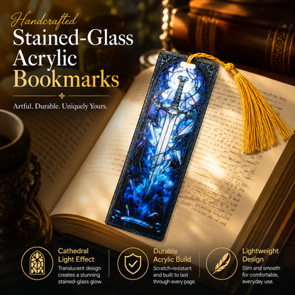 2-PACK-Handcrafted Stained-Glass Acrylic Bookmarks 🔖✨