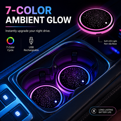 7 Color-Changing LED Car Cup Holder Coasters 🚗✨