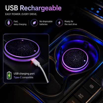 7 Color-Changing LED Car Cup Holder Coasters 🚗✨