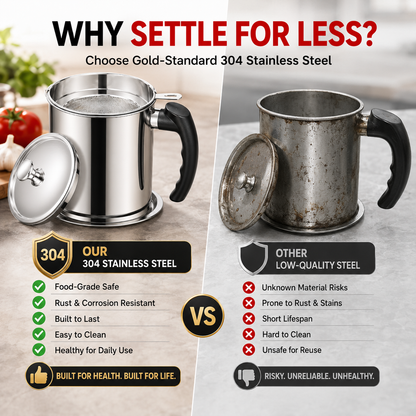 Modern Stainless Steel Oil Dispenser & Grease Container