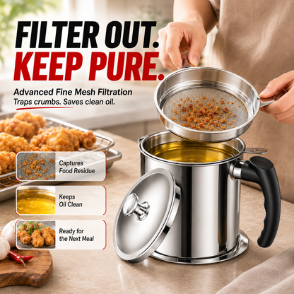 Modern Stainless Steel Oil Dispenser & Grease Container