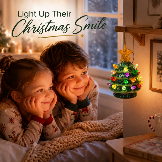 🎄 Vintage Glow Mini Christmas Tree – Tabletop Holiday Decor