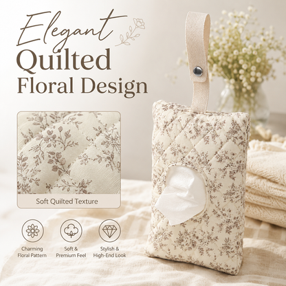 Hangable Floral Quilted Wet Wipes Pouch