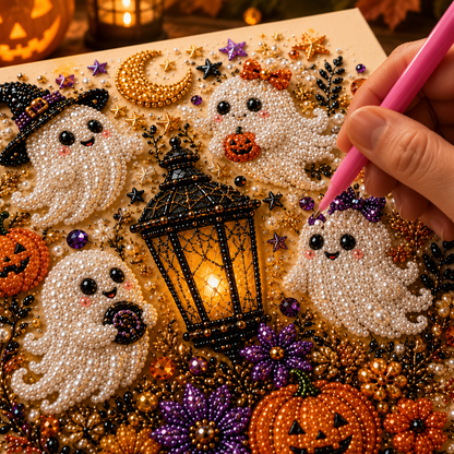 Halloween Pumpkin & Ghost Pearl Art DIY Kit