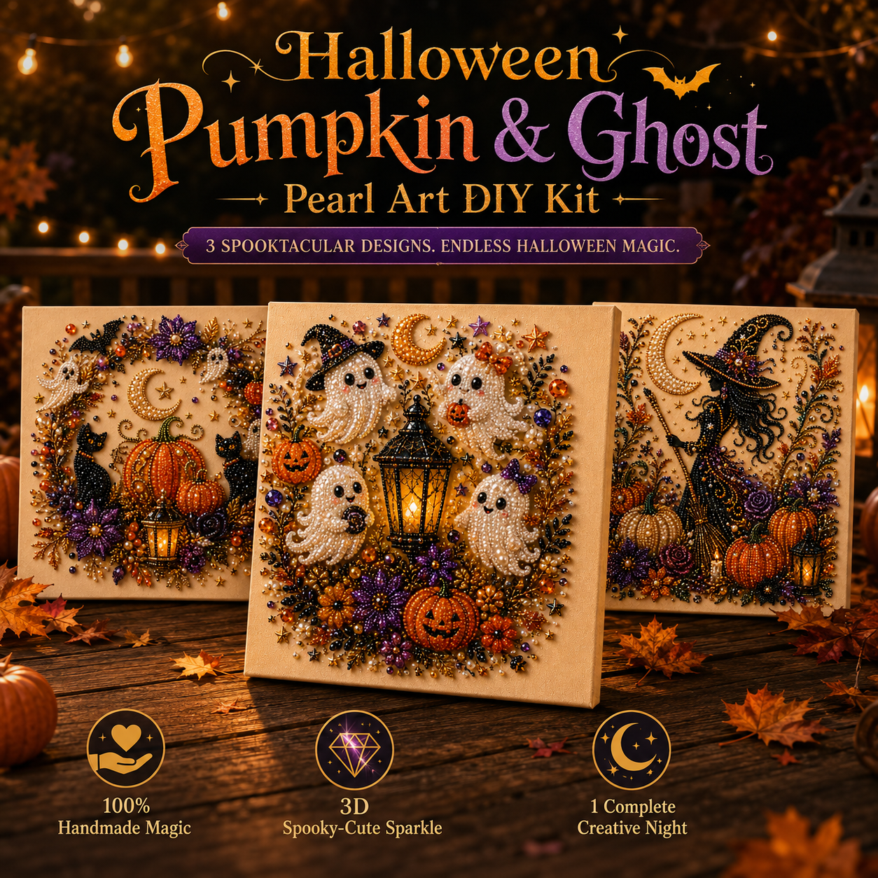 Halloween Pumpkin & Ghost Pearl Art DIY Kit