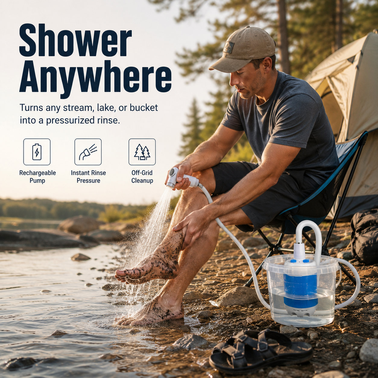 Rechargeable Portable Camping Shower Kit