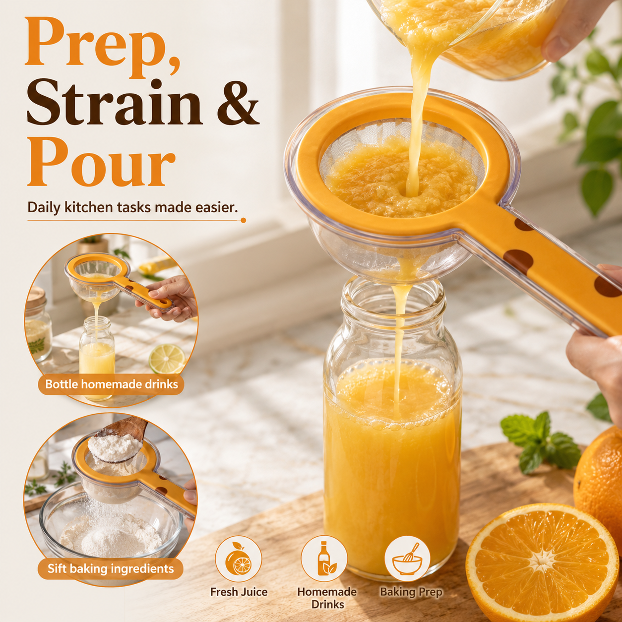 Detachable Fine Mesh Funnel Strainer