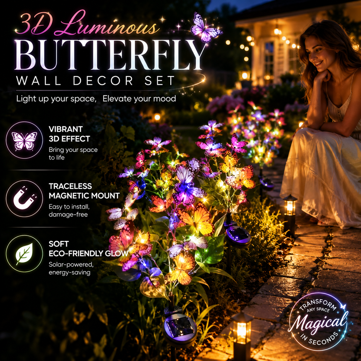 Solar Powered Butterfly Garden Stake Lights