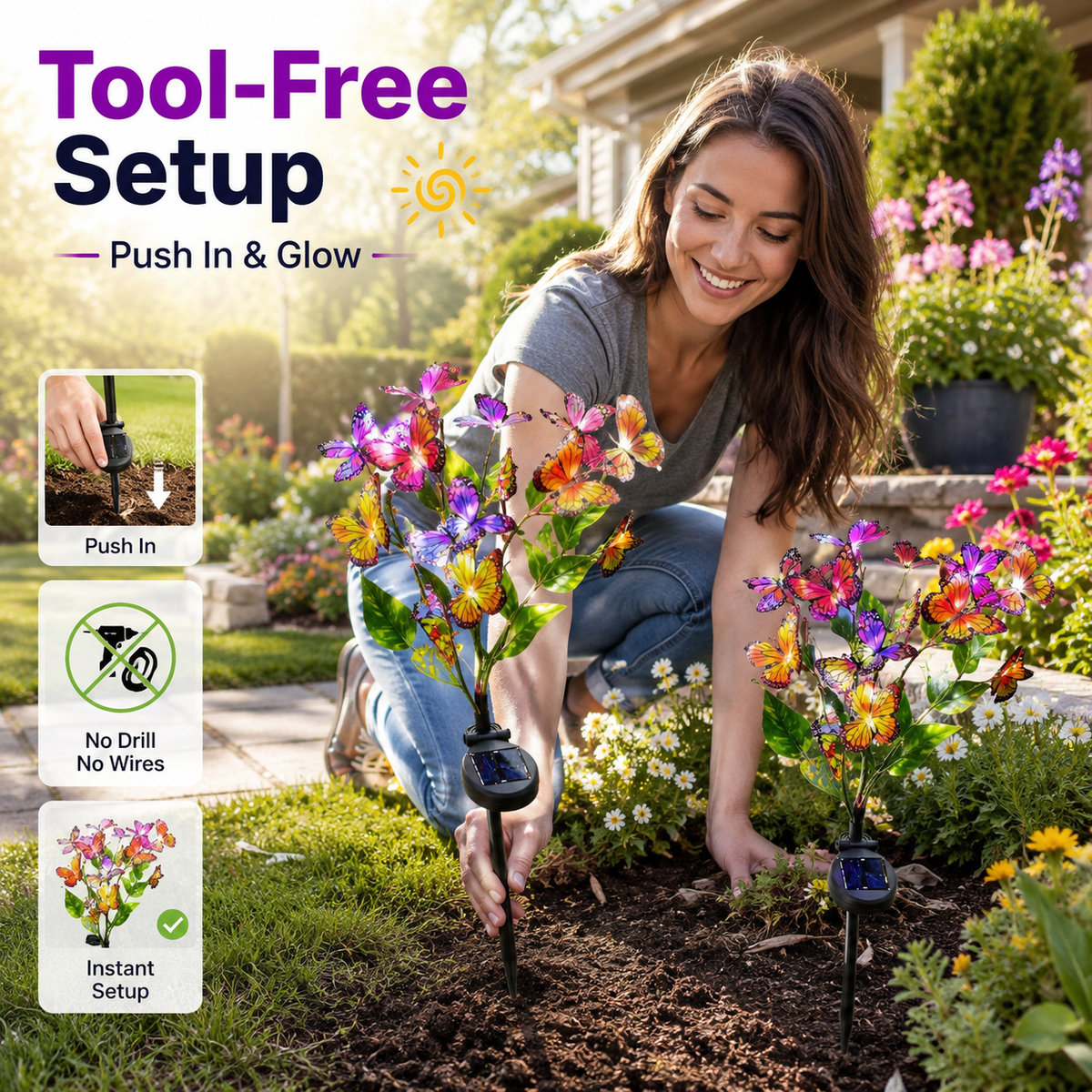 Solar Powered Butterfly Garden Stake Lights