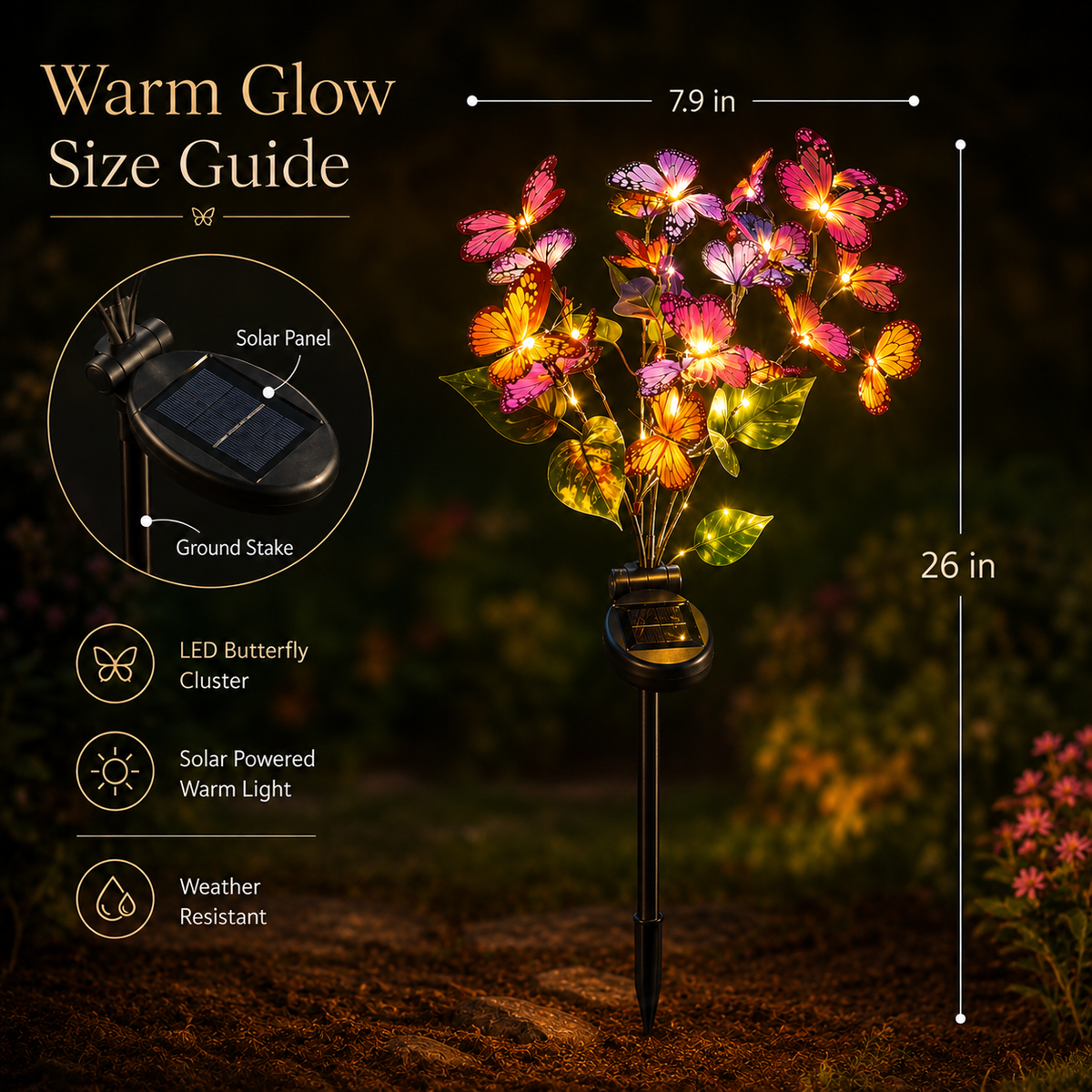 Solar Powered Butterfly Garden Stake Lights