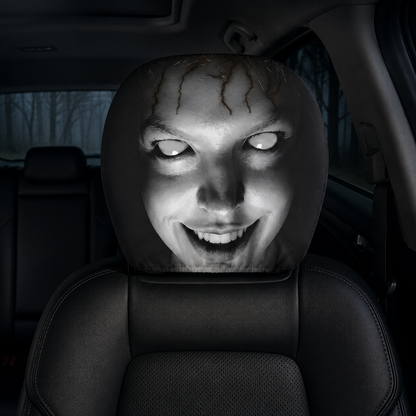 Funny Face Stretch Car Headrest Cover 🎭🚗