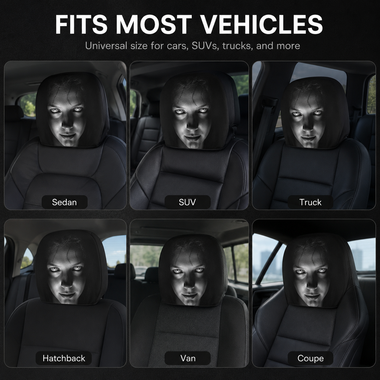 Funny Face Stretch Car Headrest Cover 🎭🚗