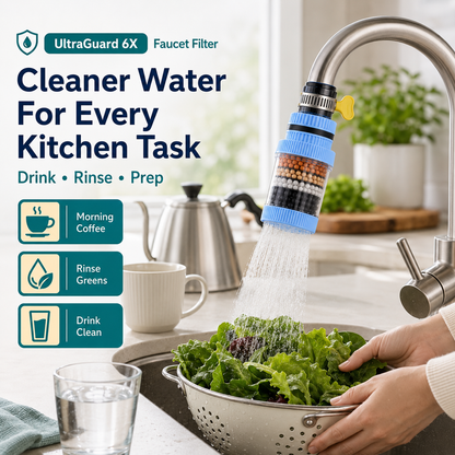 🛡️ UltraGuard 6X Faucet Filter | Removes 99% Lead & Chlorine Instantly