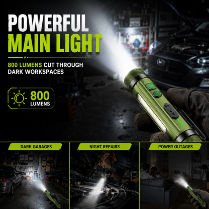 🔦 Tactical 800LM Rechargeable EDC Flashlight Multi-Tool