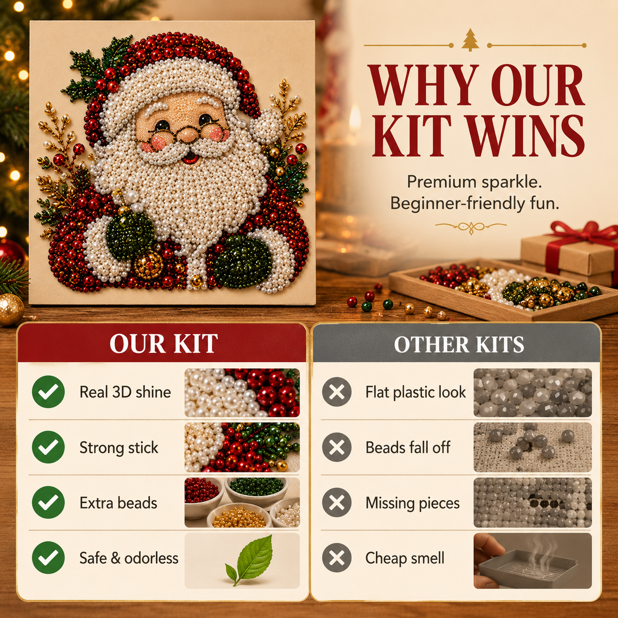 3D Sparkling Pearl &amp; Crystal Santa Claus Art Kit🎅