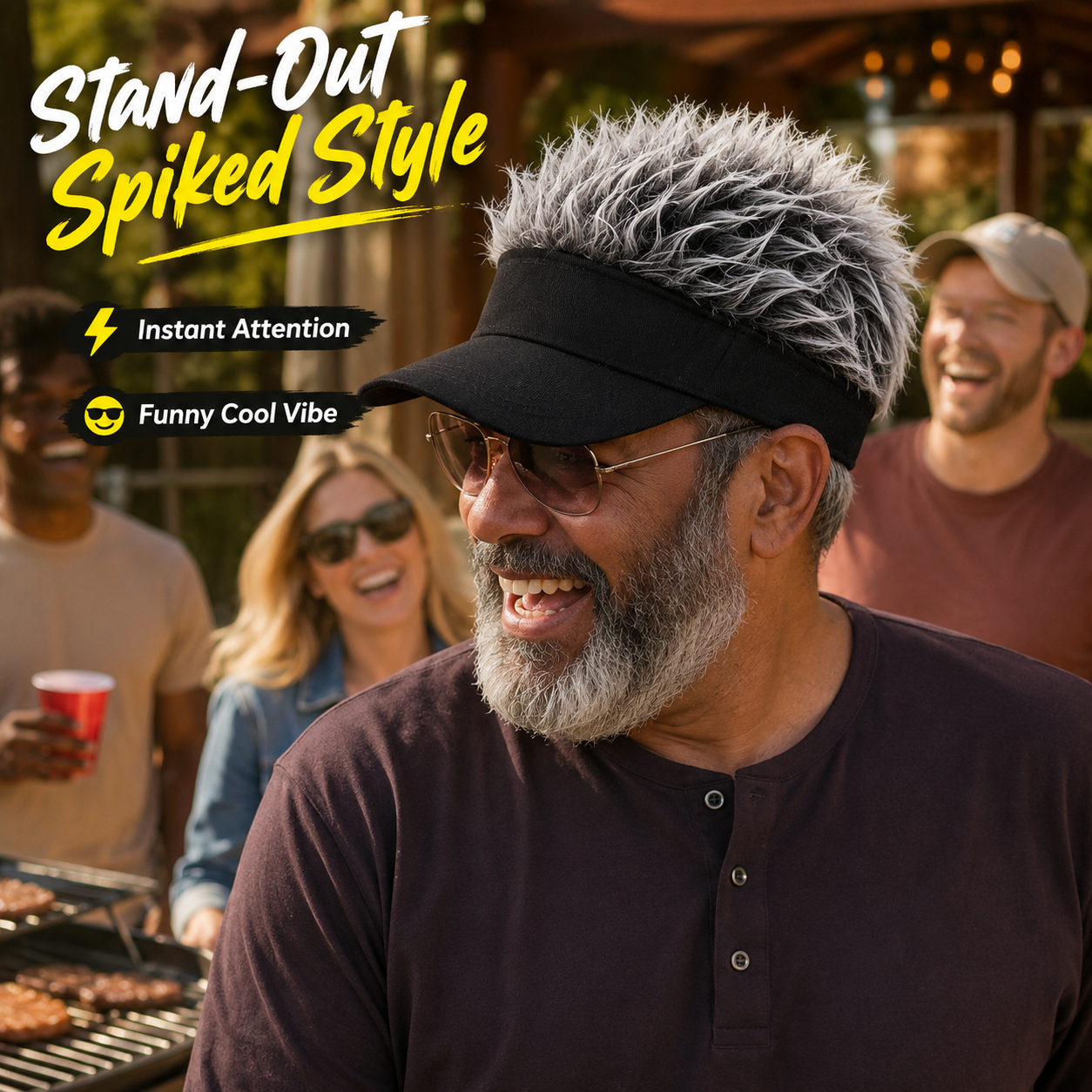 Novelty Spiked Hair Visor Cap