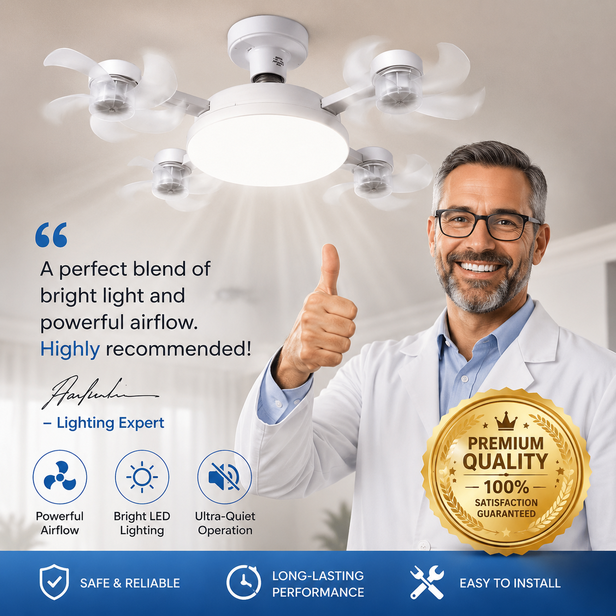 Smart E27 Socket LED Ceiling Fan Light