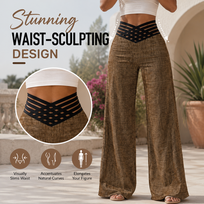 High Waist Criss Cross Wide Leg Trousers
