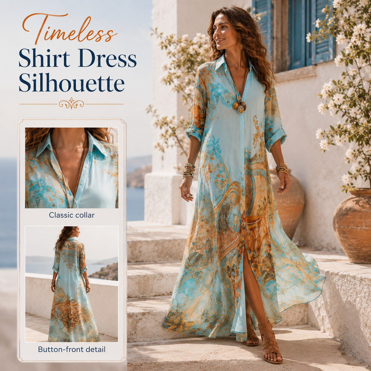 Radiant Mediterranean Beach Long Dress