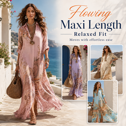 Radiant Mediterranean Beach Long Dress