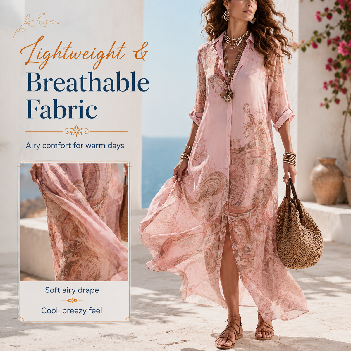 Radiant Mediterranean Beach Long Dress