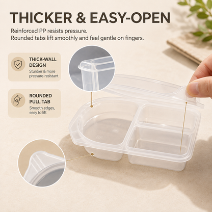 🍓3-Compartment Reusable Snack Containers with Lids