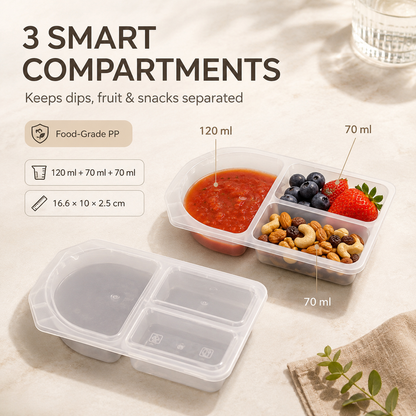 🍓3-Compartment Reusable Snack Containers with Lids