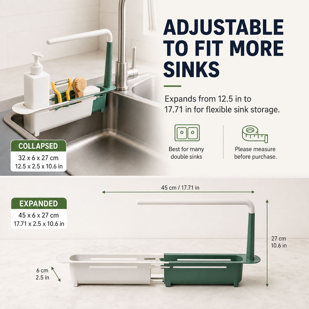 Adjustable Telescopic Sink Rack & Kitchen Organizer