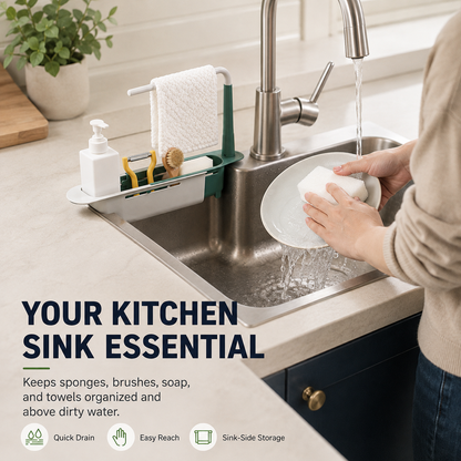 Adjustable Telescopic Sink Rack & Kitchen Organizer