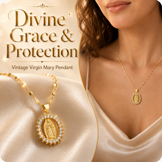 💖Gold Virgin Mary Faith Medallion Necklace