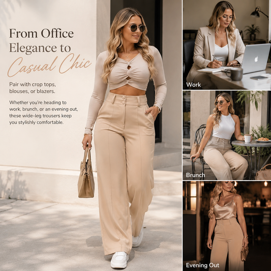 💃 Plus-Size Curve-Sculpting High-Waist Wide-Leg Pants