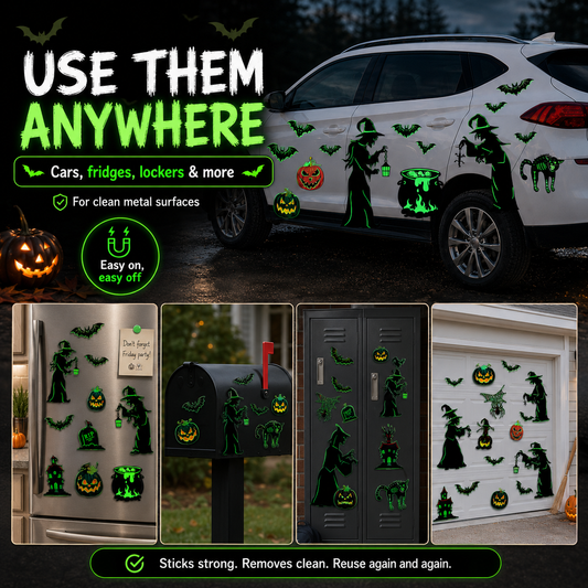 🎃16-Piece Glow-in-the-Dark Halloween Car Magnet Set
