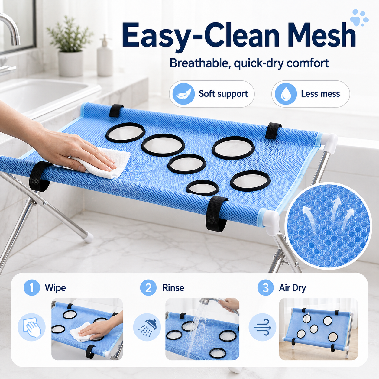 Foldable Pet Grooming Table for Nail Trims & Bathing