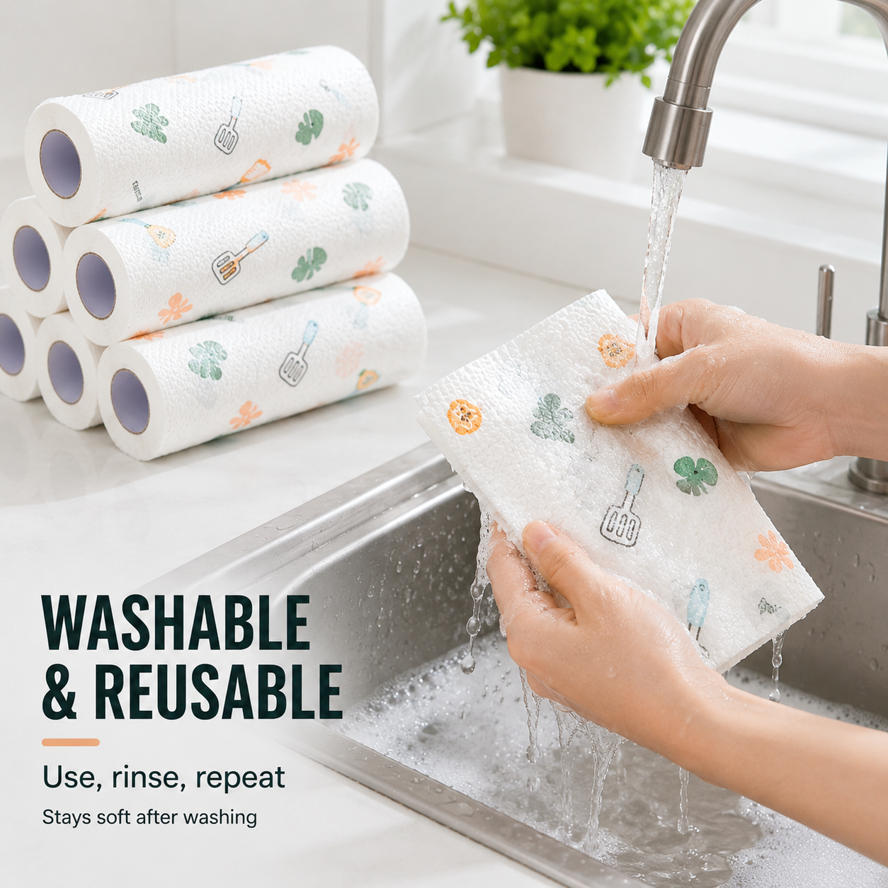 Reusable Kitchen Cleaning Towels | Washable & Lint-Free