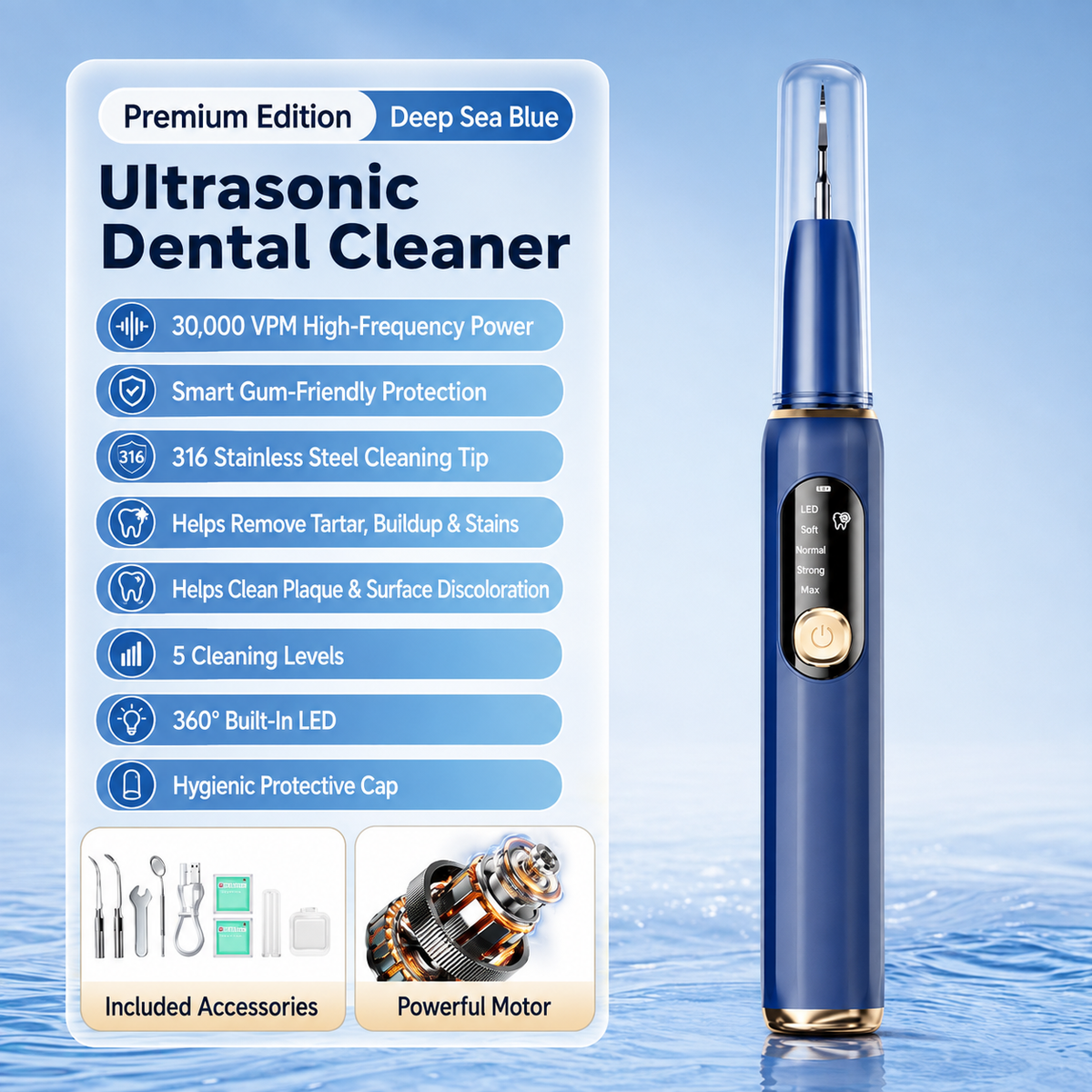 High-Frequency Dental Cleaner with LED & 5 Levels
