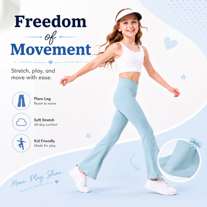 🤸‍♀️ Girls’ V-Cross High Waisted Flare Leggings – Ultra-Soft Stretch Yoga Bell Bottoms ✨