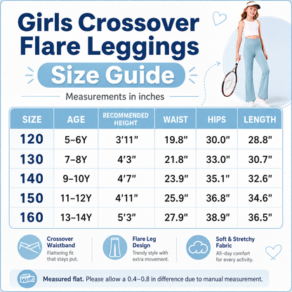 🤸‍♀️ Girls’ V-Cross High Waisted Flare Leggings – Ultra-Soft Stretch Yoga Bell Bottoms ✨